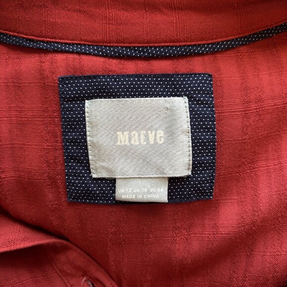 Mave Anthrologie Women Size 12 Bloomsbury Tie Shirt Dress Midi Chic Fall Fashion - Picture 5 of 13